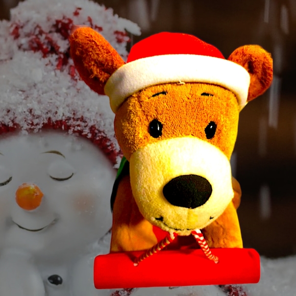 Hallmark Jingle Pals "Rockin' Rover" Brown Barking Animated Dog on Sleigh 9"Tall - Picture 7 of 7